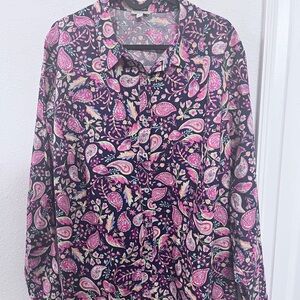 Talbot's Paisley Print Button Down  Shirt   2X